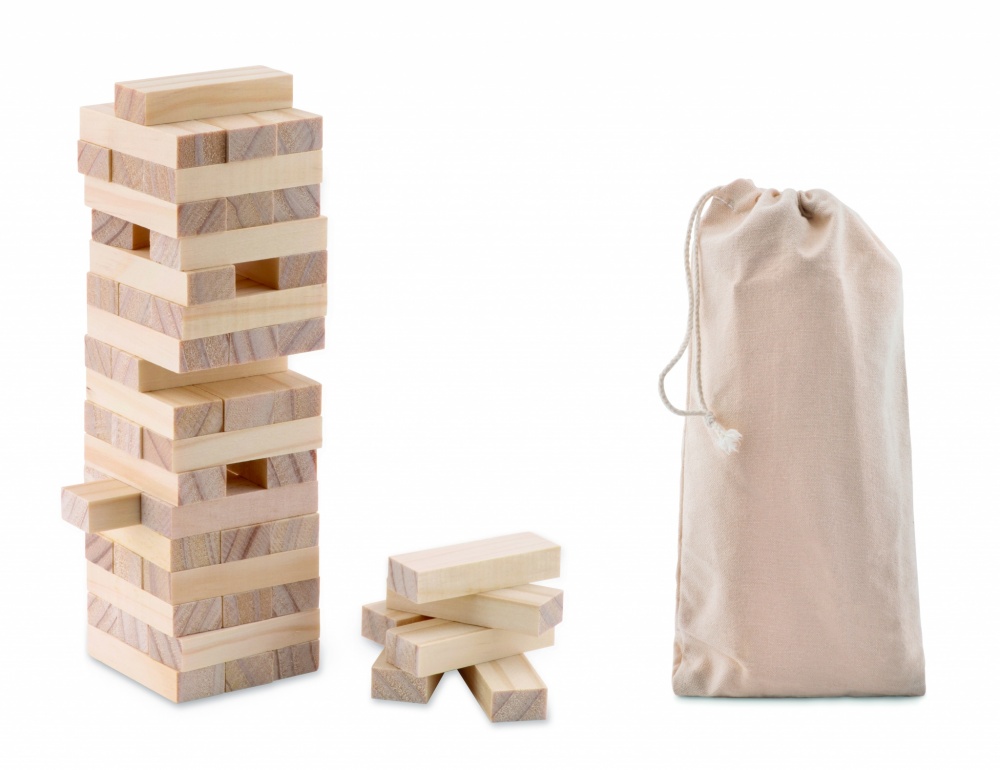 Logo trade business gift photo of: Tower game in cotton pouch