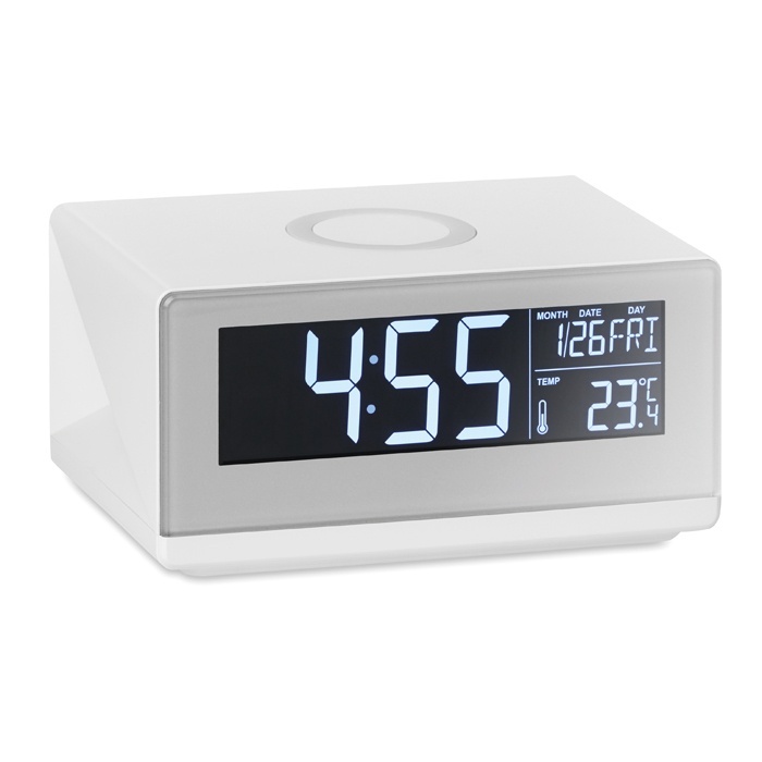 Logo trade promotional gifts image of: LED clock & wireless charger5W