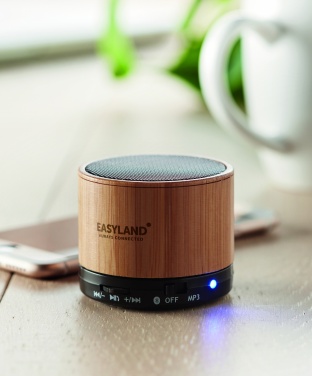 Logotrade promotional gifts photo of: Round Bamboo wireless speaker