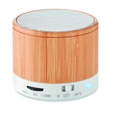 Logotrade promotional product picture of: Round Bamboo wireless speaker