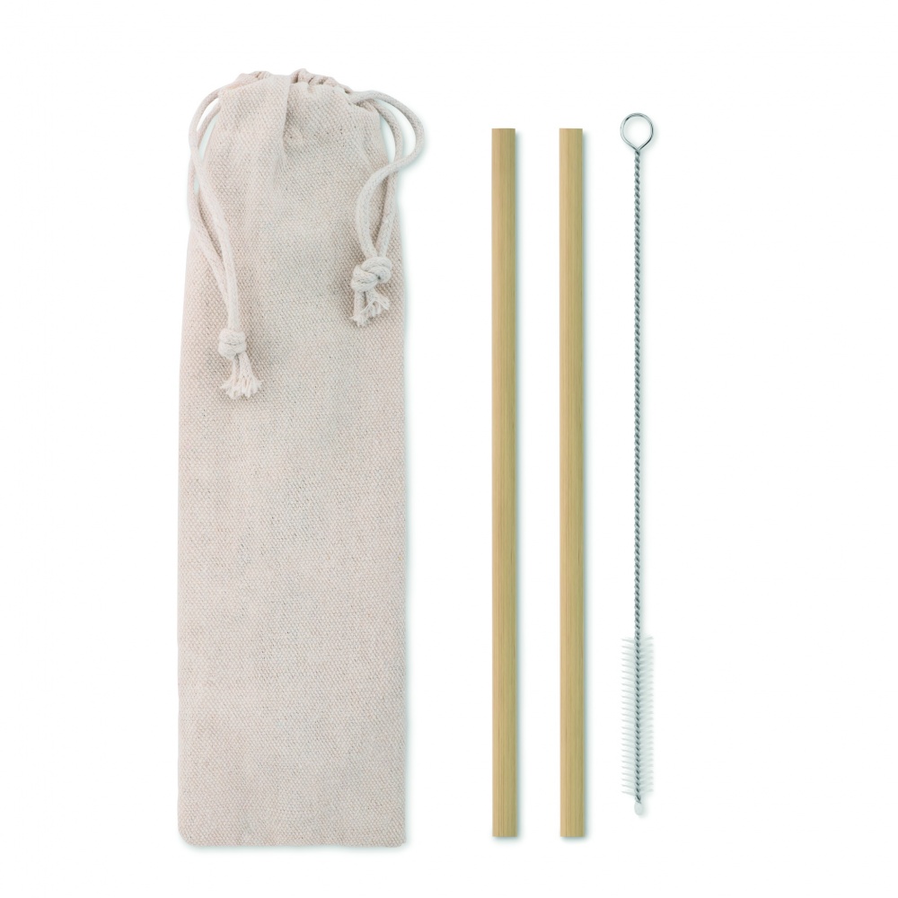 Logo trade promotional items image of: Bamboo Straw w/brush in pouch