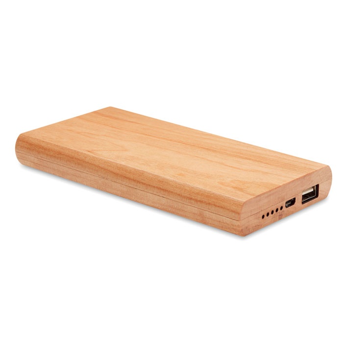 Logo trade business gifts image of: Power bank 4000 mAh Bamboo