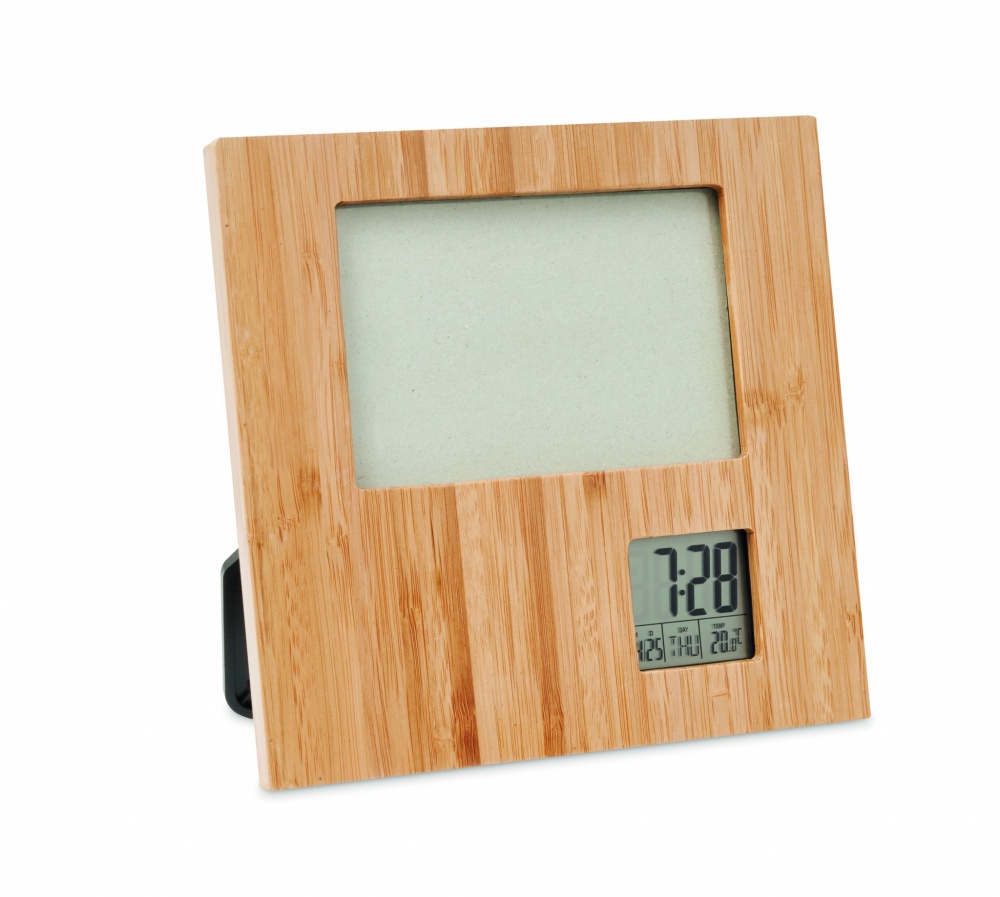 Logo trade promotional products image of: Photo frame with weather statio