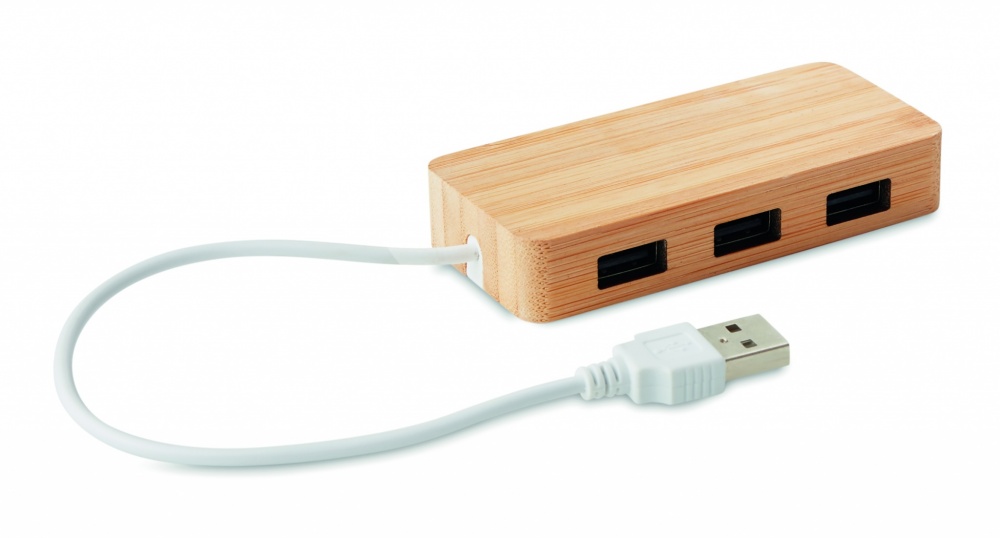 Logo trade promotional item photo of: Bamboo USB 3 ports hub