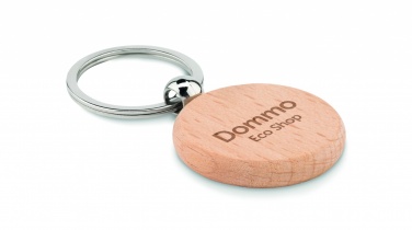 Logo trade promotional merchandise picture of: Round wooden key ring Saldus