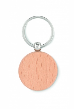 Logo trade corporate gifts image of: Round wooden key ring