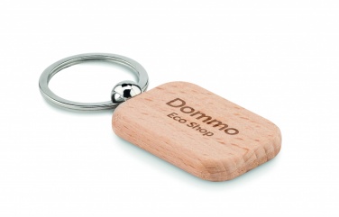 Logo trade promotional merchandise image of: Rectangular wooden key ring Bauska