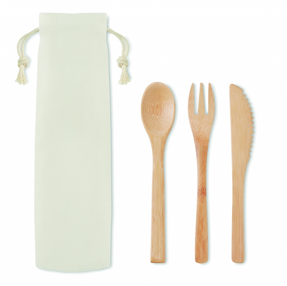 Logo trade promotional merchandise image of: Bamboo cutlery set