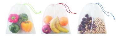 Logo trade promotional giveaways image of: Set of 3 RPET mesh food bags