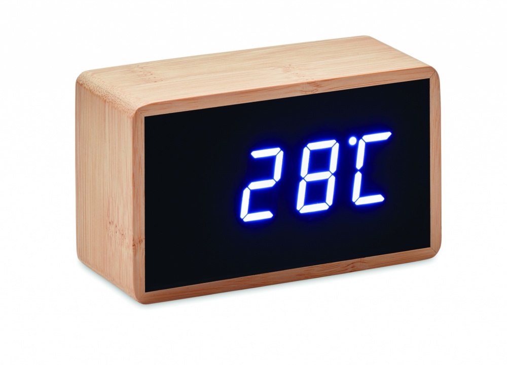 Logotrade promotional giveaway image of: LED alarm clock bamboo casing Düsseldorf