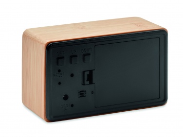 Logo trade corporate gift photo of: LED alarm clock bamboo casing Düsseldorf