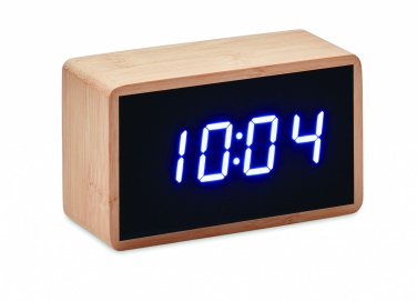 Logotrade promotional product picture of: LED alarm clock bamboo casing Düsseldorf