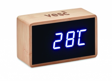 Logo trade promotional items picture of: LED alarm clock bamboo casing Düsseldorf