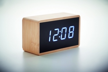 Logotrade promotional gift picture of: LED alarm clock bamboo casing Düsseldorf