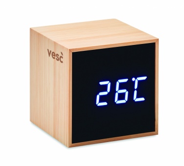 Logo trade promotional giveaway photo of: LED alarm clock bamboo casing Dortmund