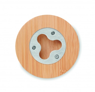 Logotrade corporate gift picture of: Bamboo bottle opener/ coaster DAKAI