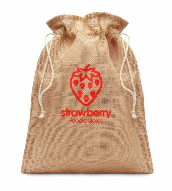 Logo trade promotional gift photo of: Small jute gift bag 14 x 22 cm