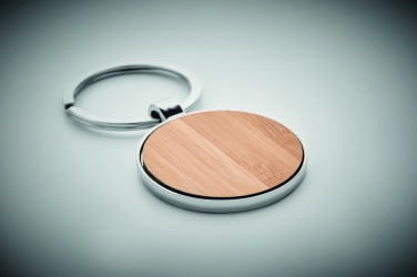 Logo trade corporate gift photo of: Round key ring metal bamboo