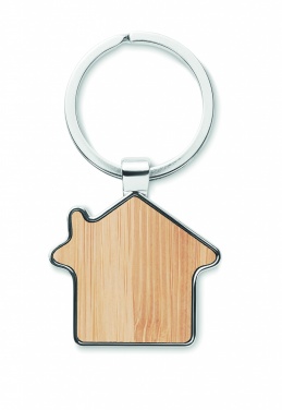 Logo trade promotional merchandise image of: House key ring metal bamboo NORDIC