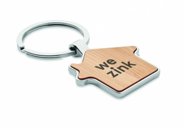 Logo trade promotional giveaways image of: House key ring metal bamboo NORDIC