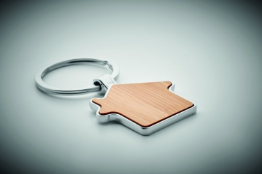 Logo trade promotional product photo of: House key ring metal bamboo NORDIC