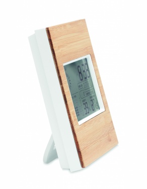 Logo trade corporate gift photo of: Weather station bamboo front TURKU