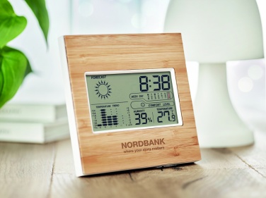 Logotrade advertising products photo of: Weather station bamboo front TURKU