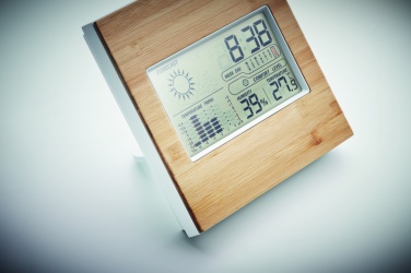 Logo trade promotional giveaways picture of: Weather station bamboo front TURKU