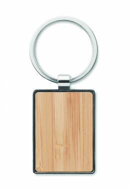 Logo trade promotional product photo of: Rectangular key ring bamboo WEST