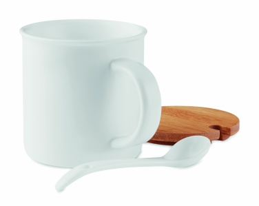 Logo trade business gifts image of: Porcelain mug with spoon