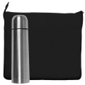 Set fleece blanket and thermal flask LIVERPOOL, black