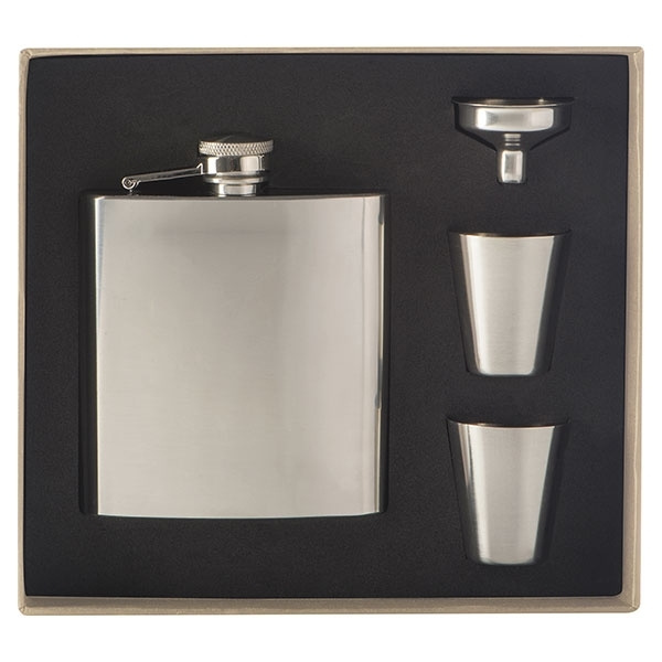 Logo trade promotional gift photo of: Hip flask with 2 shot glasses SANDVIKEN 170 ml