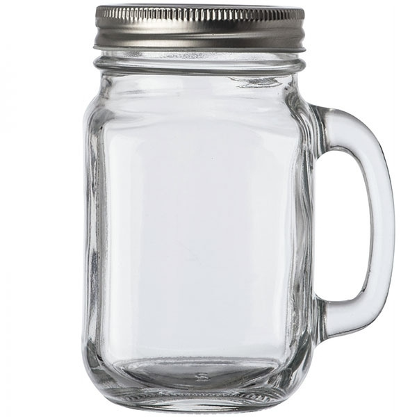 Logo trade business gift photo of: Drinking glass with handle and lid TREVISO 450 ml