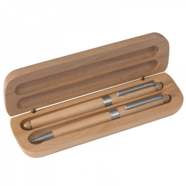 Logotrade promotional merchandise photo of: Wooden writing set ballpen and roller INDIANAPOLIS