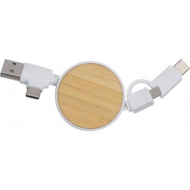 Logo trade promotional gifts image of: Bamboo charging cable GRONINGEN