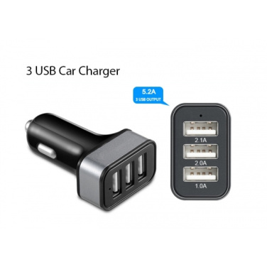 Logo trade advertising products image of: Car Charger with 3 USB ports