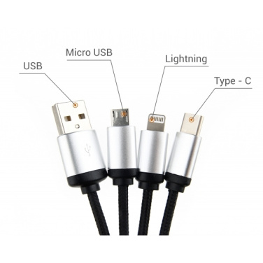 Logo trade promotional item photo of: 3in1 cable with enlighted logo for engraving, RXD-368