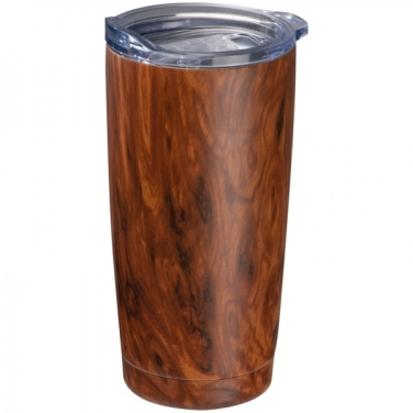 Logo trade promotional gifts picture of: Stainless steel mug with wooden look COSTA RICA 550 ml