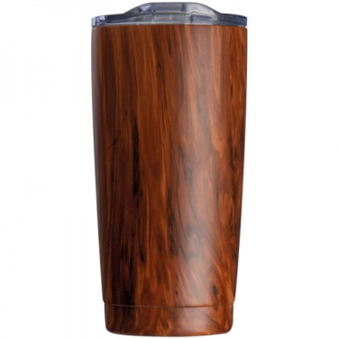 Logotrade promotional merchandise photo of: Stainless steel mug with wooden look COSTA RICA 550 ml