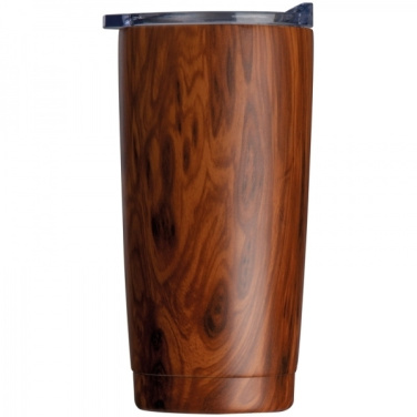 Logo trade promotional giveaway photo of: Stainless steel mug with wooden look COSTA RICA 550 ml