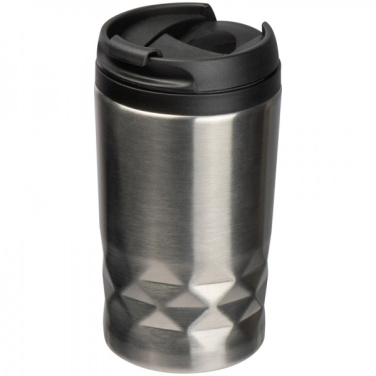 Logo trade promotional merchandise picture of: Stainless steel mug with lid ROMA 250 ml