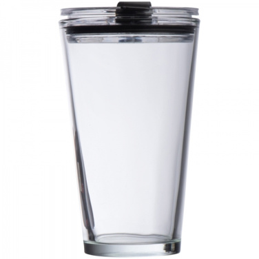 Logo trade promotional giveaways picture of: Glass mug with lid WATTENSCHEID 400 ml