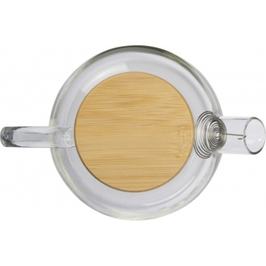 Logo trade corporate gifts image of: Glass jug with bamboo lid FRANKFURT 1000ml