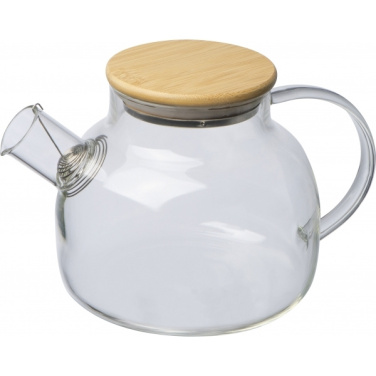 Logotrade promotional item image of: Glass jug with bamboo lid FRANKFURT 1000ml