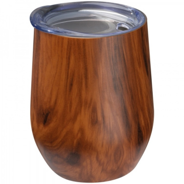 Logo trade promotional products image of: Stainless steel mug with wooden look BRIGHTON 380 ml