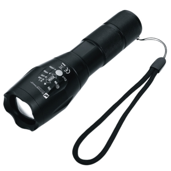 Logo trade promotional items image of: Flashlight ANTELAO Schwarzwolf