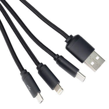 Logo trade business gifts image of: 3in1 long cable with elighted logo for engraving, W201TG