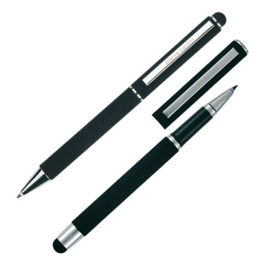 Logo trade promotional products picture of: Writing set ballpoint pen & roller soft touch CLAUDIE