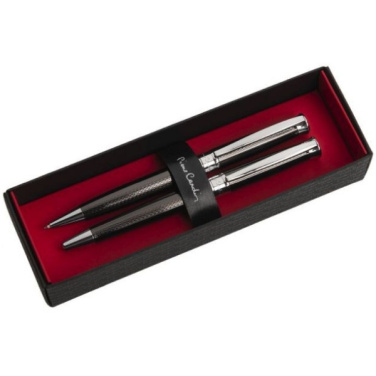 Logo trade promotional gifts image of: Metal set of ballpoint pen and roller ROI