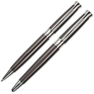 Logo trade promotional gifts picture of: Metal set of ballpoint pen and roller ROI